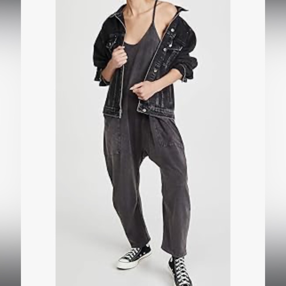 Free People Washed Charcoal Scoop-Neck Jumpsuit - Picture 4 of 14